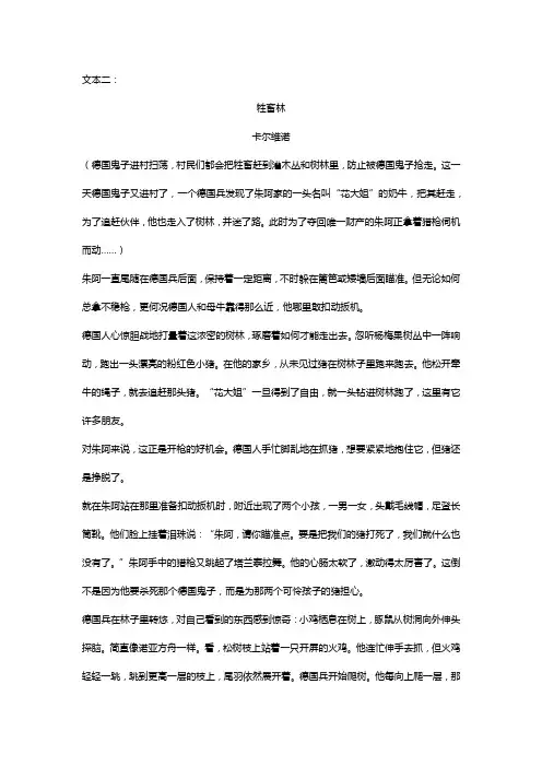 牲畜林阅读理解