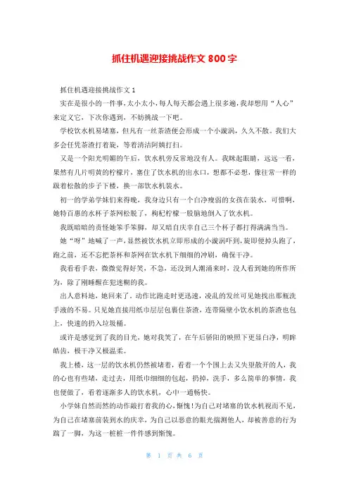 抓住机遇迎接挑战作文800字