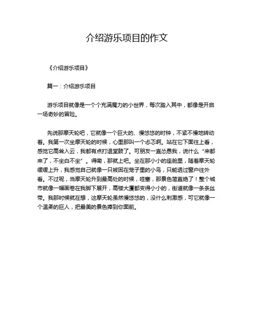 介绍游乐项目的作文