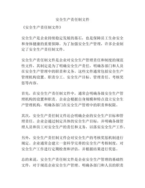 安全生产责任制文件