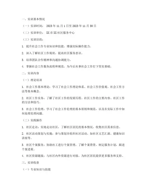 社工能力实训报告