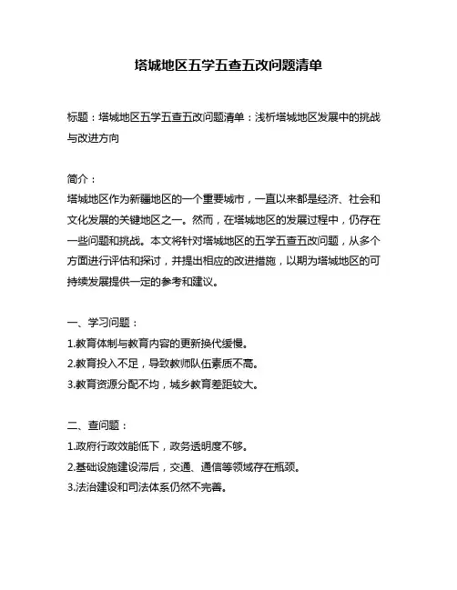 塔城地区五学五查五改问题清单