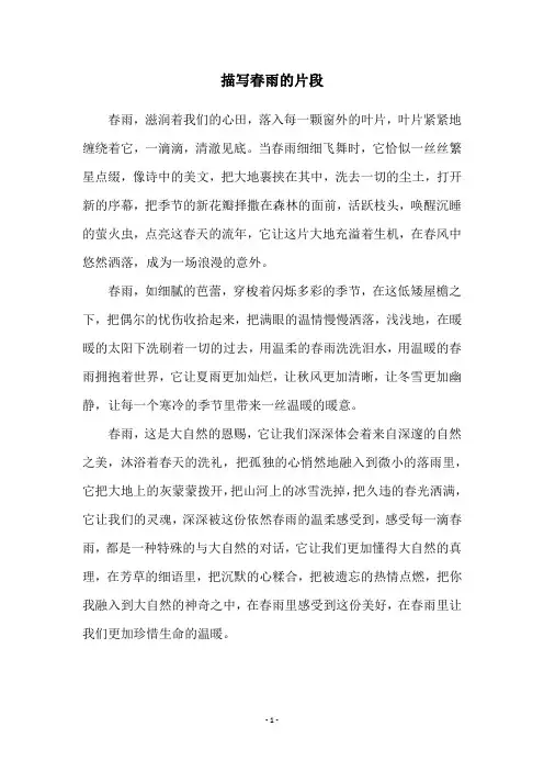 描写春雨的片段
