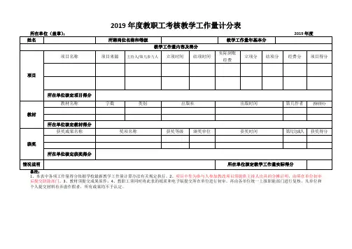 8-3 2019年度教职工考核教学工作量计分表-有教学工作量任务人员填写
