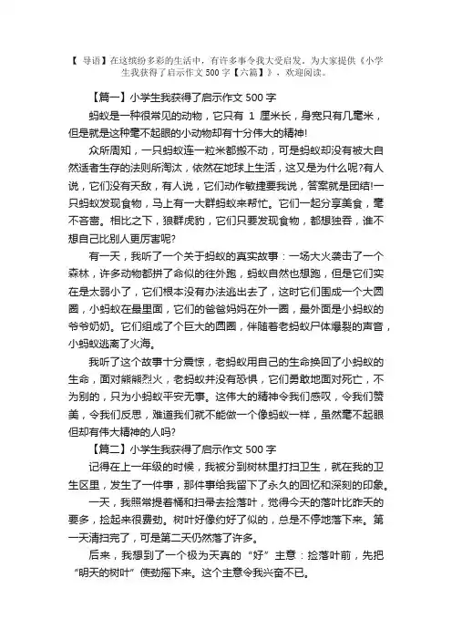 小学生我获得了启示作文500字【六篇】