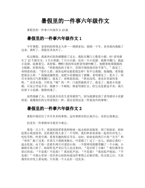 暑假里的一件事六年级作文