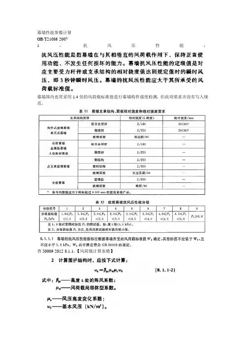 门窗幕墙性能参数计算