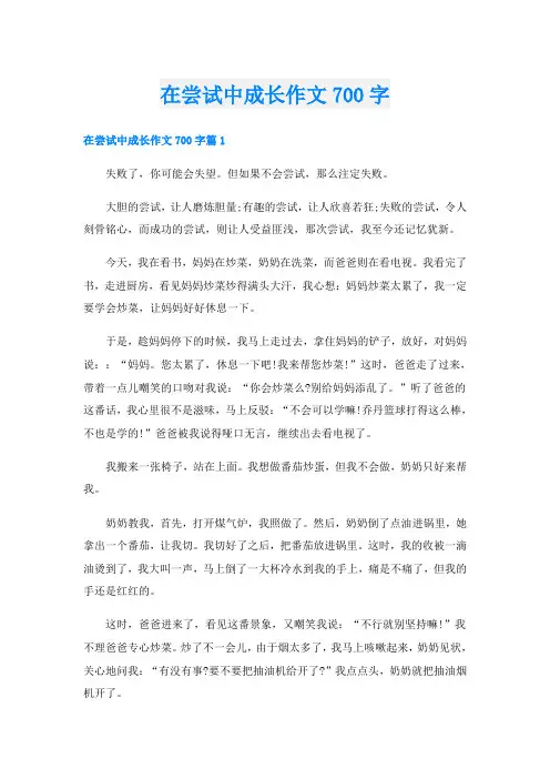 在尝试中成长作文700字