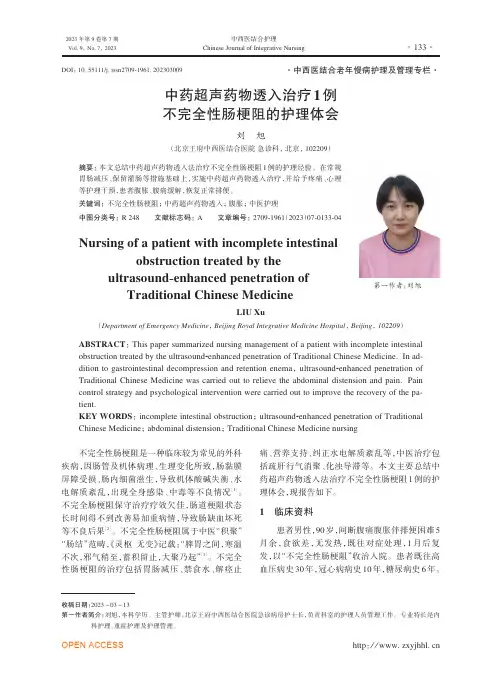 中药超声药物透入治疗1例不完全性肠梗阻的护理体会