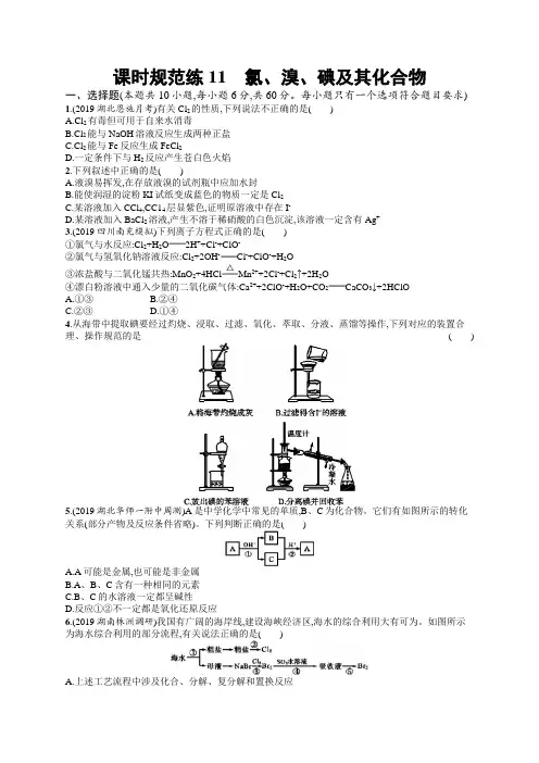 课时规范练11 氯、溴、碘及其化合物