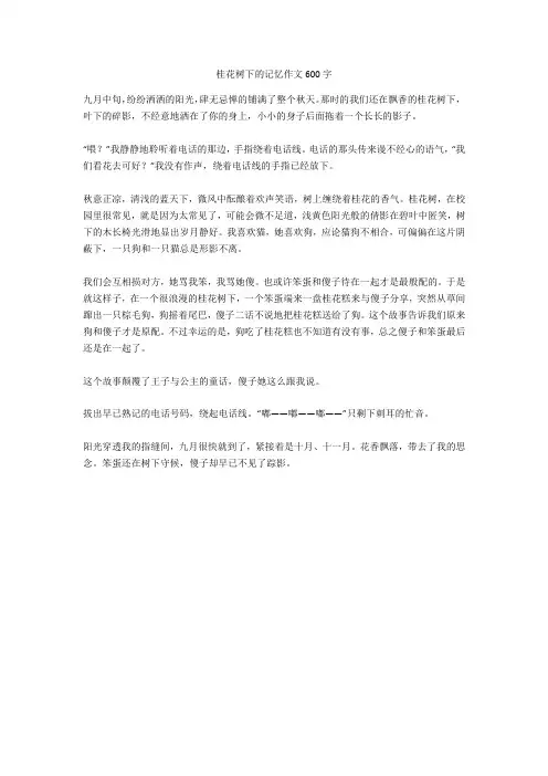 桂花树下的记忆作文600字全面版