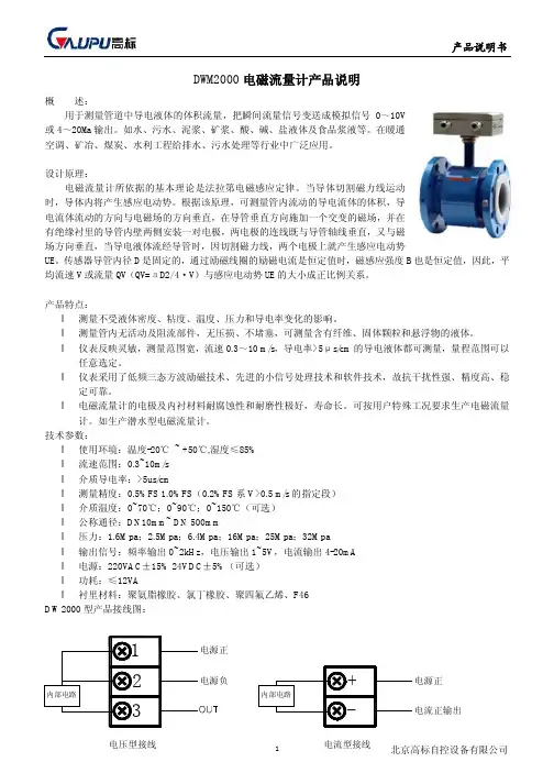 高标 DWM2000 电磁流量计 产品说明