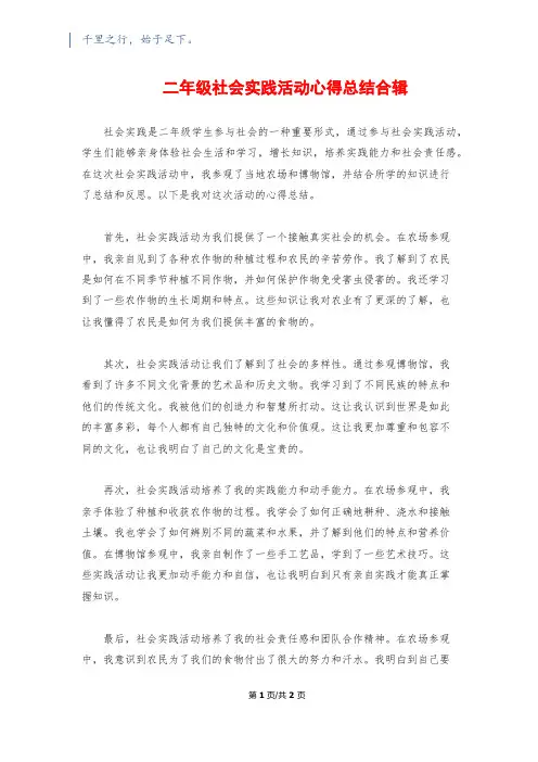 二年级社会实践活动心得总结合辑