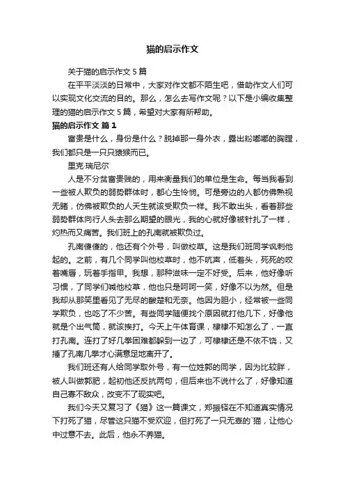 关于猫的启示作文5篇