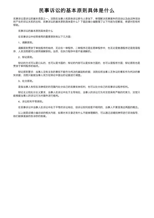 民事诉讼的基本原则具体是什么