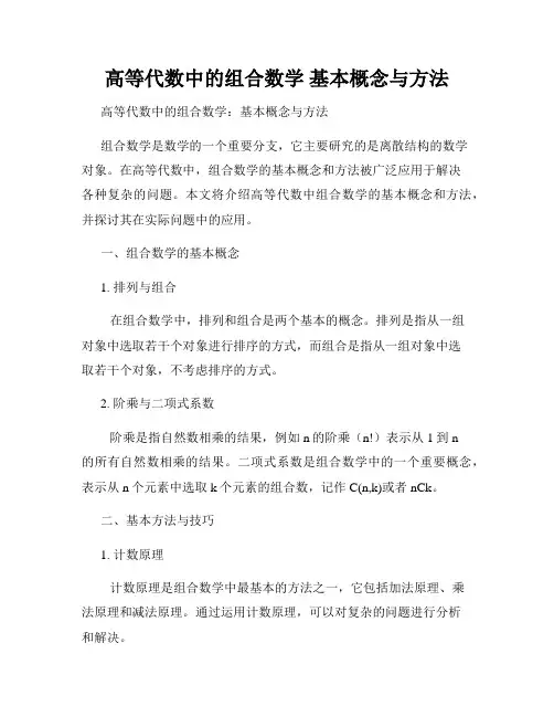 高等代数中的组合数学 基本概念与方法