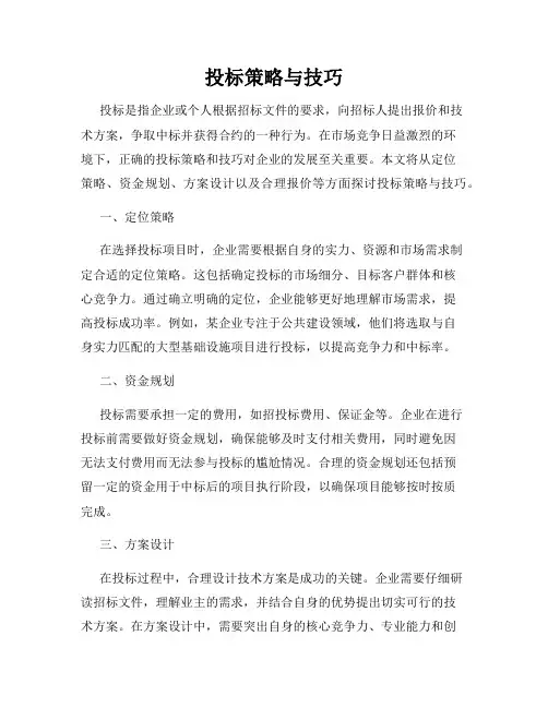 投标策略与技巧
