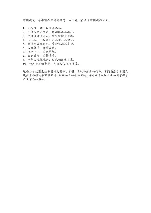 关于中国魂的诗句