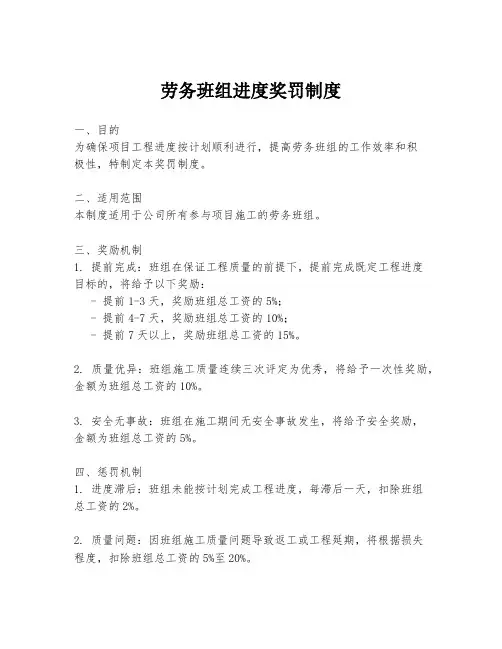 劳务班组进度奖罚制度