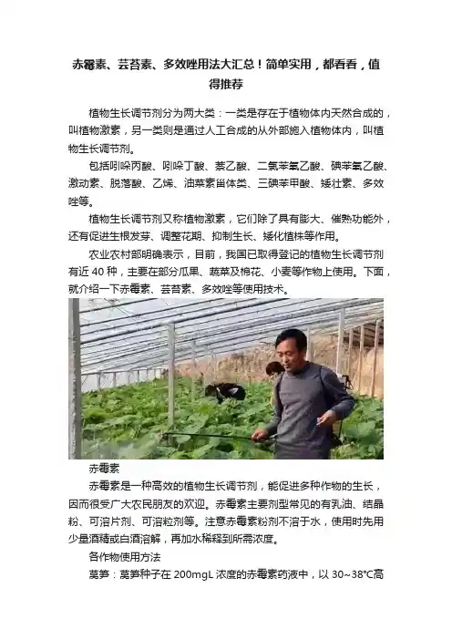 赤霉素、芸苔素、多效唑用法大汇总！简单实用，都看看，值得推荐