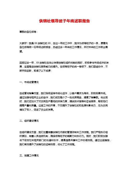 供销社领导班子年终述职报告