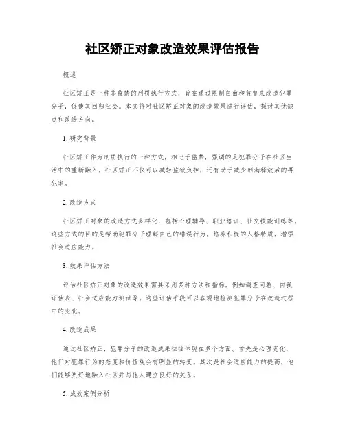 社区矫正对象改造效果评估报告