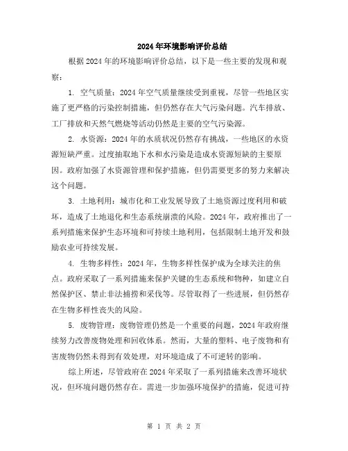 2024年环境影响评价总结