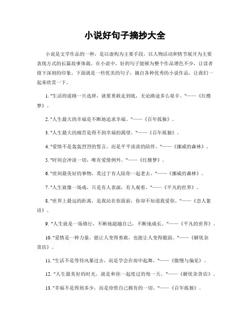 小说好句子摘抄大全