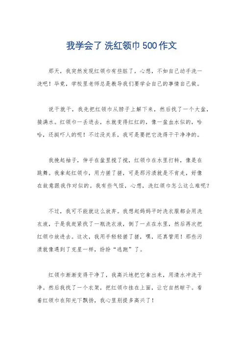 我学会了 洗红领巾500作文