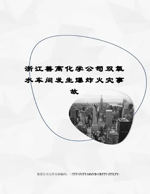 浙江善高化学公司双氧水车间发生爆炸火灾事故