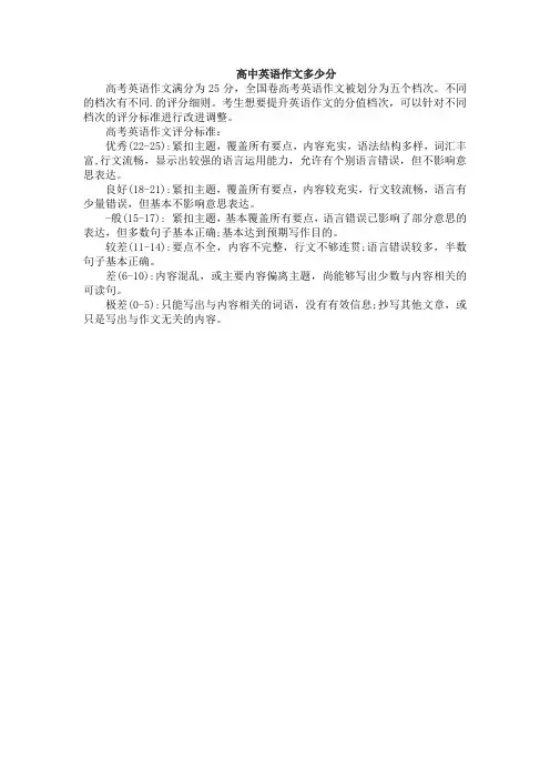 高中英语作文多少分