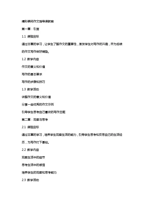 精彩瞬间作文指导课教案