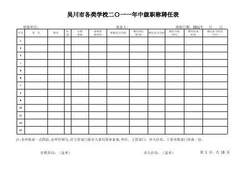 中级职称聘任表