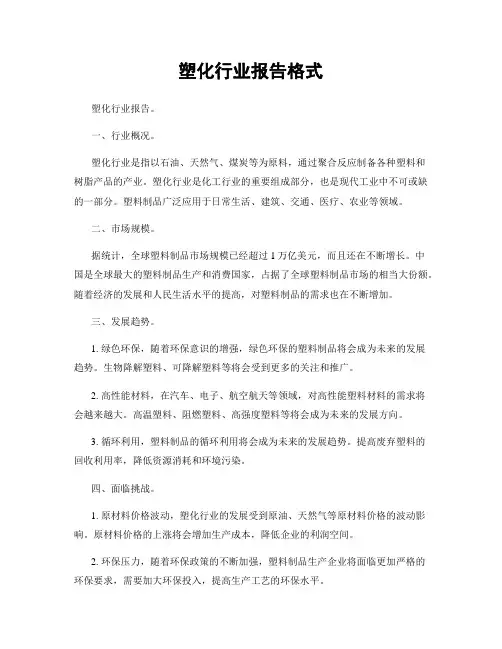 塑化行业报告格式