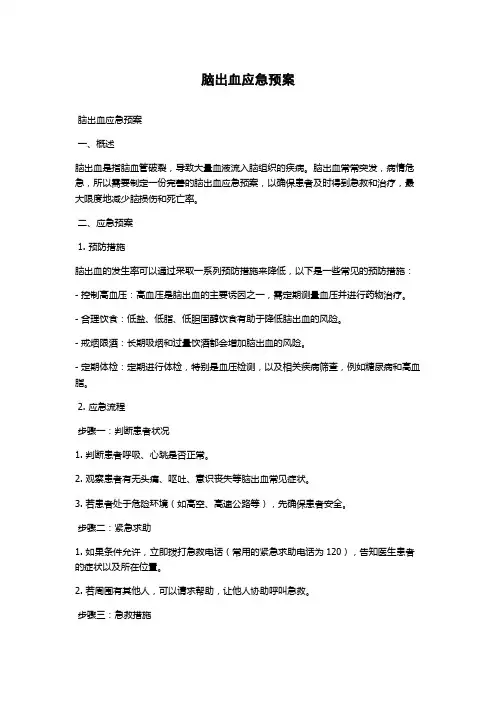 脑出血应急预案