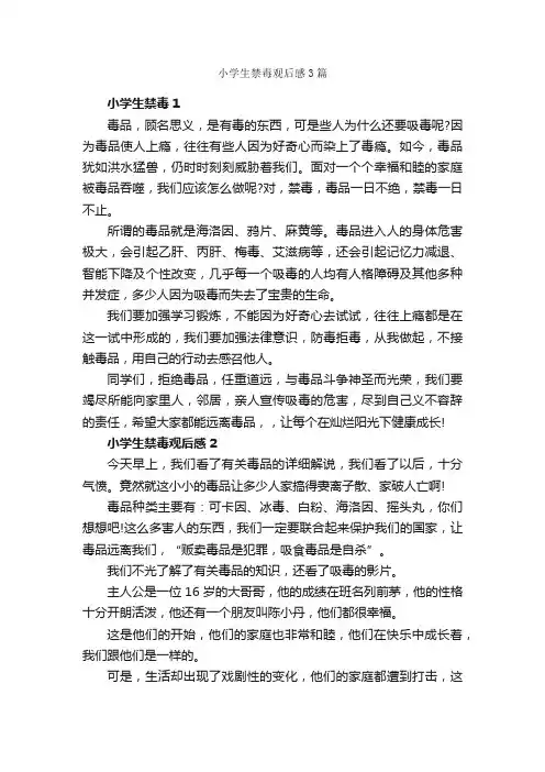 小学生禁毒观后感3篇_观后感_