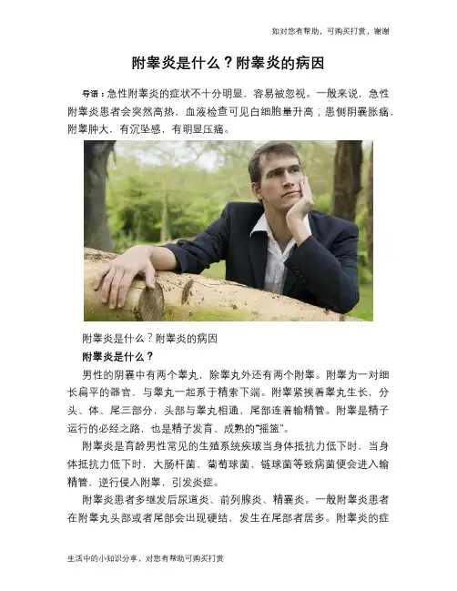 附睾炎是什么？附睾炎的病因