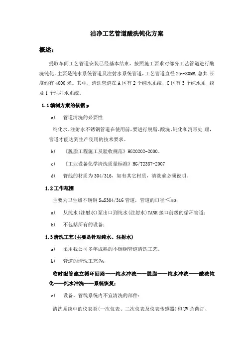 管路酸洗钝化方案