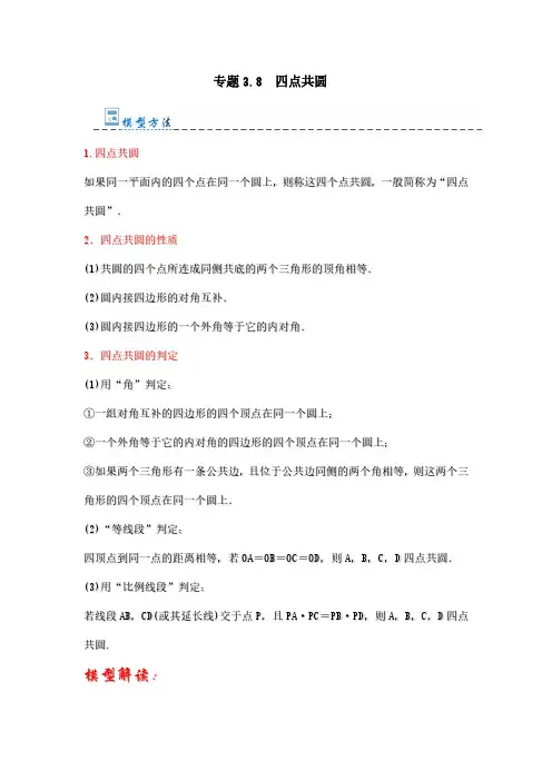 专题3.8 四点共圆(隐圆压轴五)(解析版)