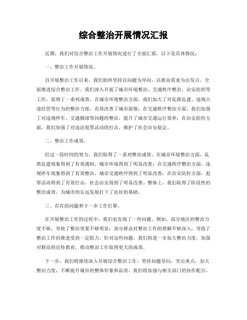 综合整治开展情况汇报