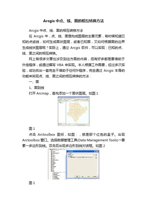 Arcgis中点、线、面的相互转换方法