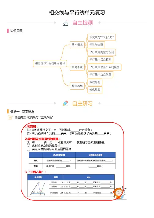 七年级上册相交线与平行线单元复习优质讲义(含答案解析)