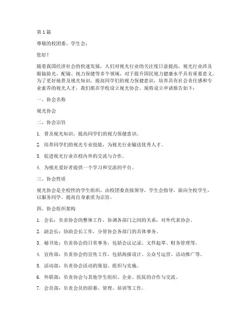 视光协会设立申请书模板(3篇)
