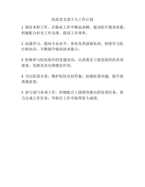 医院党支部个人工作计划