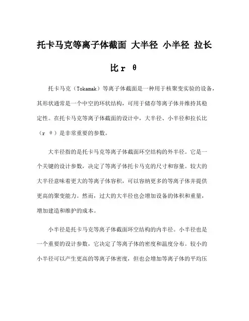 托卡马克等离子体截面 大半径 小半径 拉长比r θ