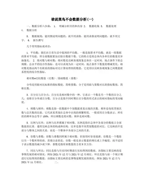 谁说菜鸟不会数据分析(一)