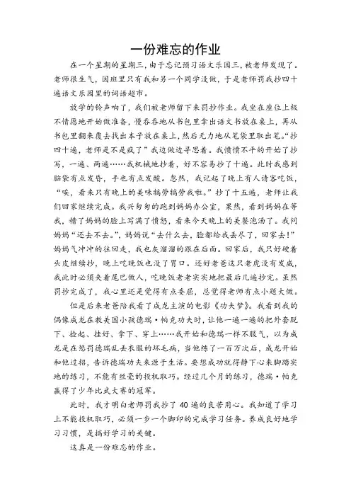 一份难忘的作业