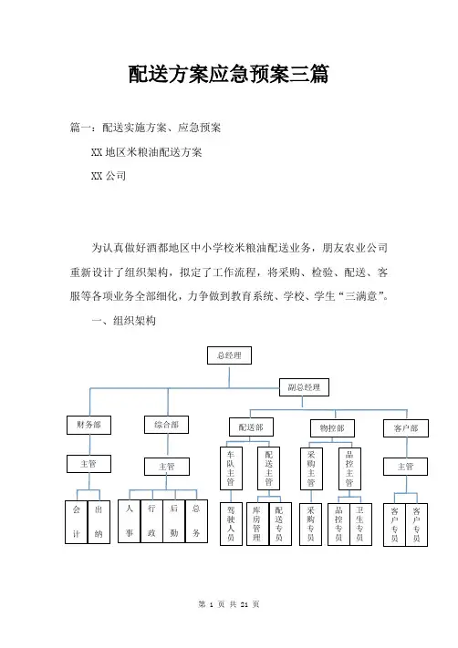 配送方案应急预案三篇