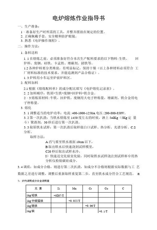 电炉熔炼作业指导书焦智.doc