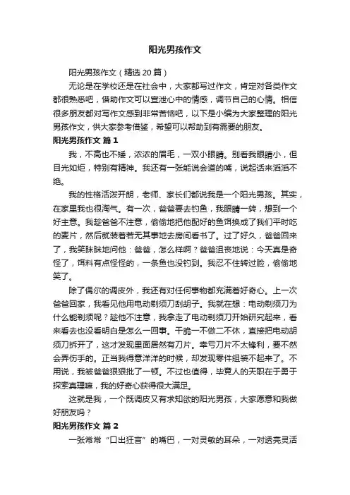 阳光男孩作文（精选20篇）